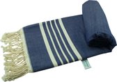 Arowell Ordu Pestemal - Fouta - Hamamdoek - Hammamdoek - Donkerblauw - 180 x 90 cm