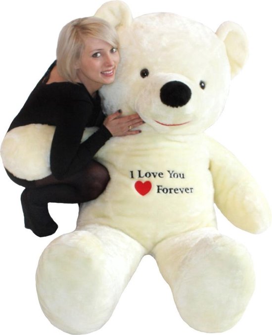 Knuffelbeer - i love you forever - 170 cm - wit | bol.com