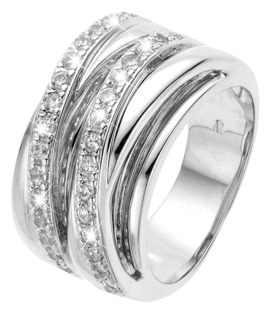 Lucardi - Zilveren brede ring met zirkonia | bol.com