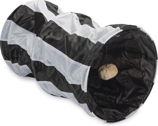 Beeztees Cruzzle - Kattentunnel - Nylon - Zwart/Wit - 50x26x26 cm