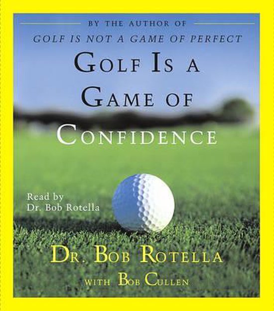 Boekcover met de titel "Golf Is A Game Of Confidence" en een golfbal op het gras.