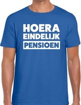 Hoera eindelijk pensioen t-shirt blauw heren M