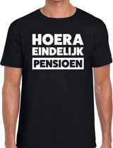 Hoera eindelijk pensioen zwart t-shirt voor heren - zwart pensioen shirt M