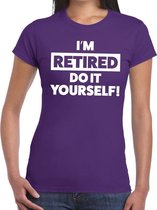 Pensioen I am retired do it yourself t-shirt paars dames XS