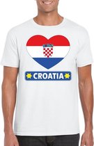 Kroatie hart vlag t-shirt wit heren XXL