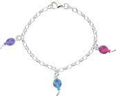 Bracelet à breloques Lilly Ballons - argent - violet, bleu et rose - jasseron - 16 cm