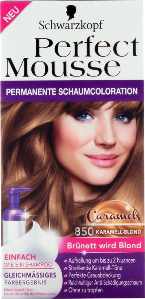 Schwarzkopf Perfect Mousse Teinture pour cheveux - 850 Caramel Blonde | bol