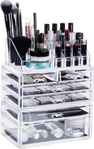 organisateur de maquillage relaxdays avec 6 tiroirs - support cosmétique acrylique - rangement cosmétique maquillage or