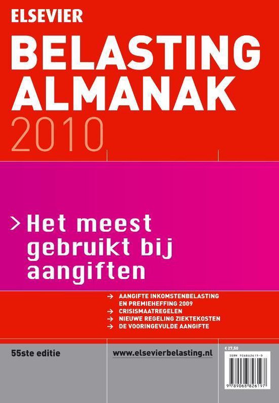 Cover van het boek 'Elsevier Belasting Almanak 2010 / druk 1' van W. Buis