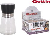 Quttin peper en zoutmolen set – 2 stuks – handmatig – glas – rvs – Ø 6,7 hoogte 13 cm
