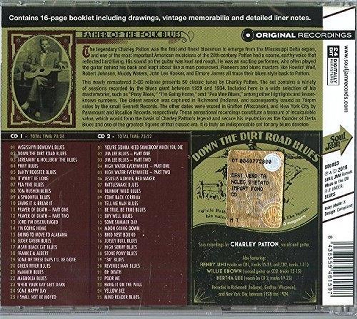 Down The Dirt Road Blues - 1929-1934 Wisconsin And New York Recordings — cadeau in Games, Films & Muziek - foto 2