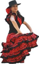 Spaanse jurk - Flamenco - Zwart/Rood - Maat 42/44 (22) - Volwassenen - Verkleed jurk