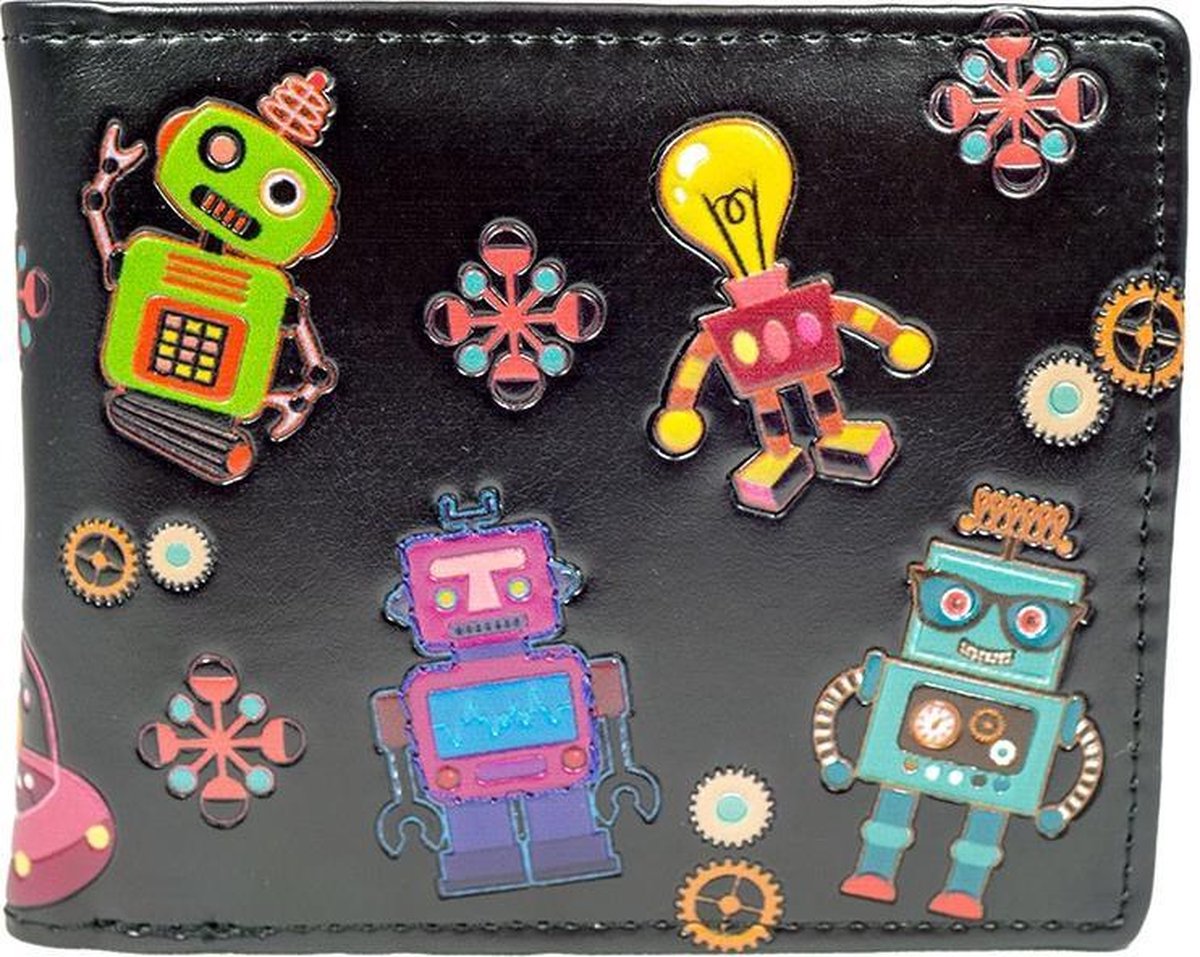 Shagwear Portemonnee - Stoere Billfold Heren Portemonnee - Mannen - Kunstleer - Robots (0015W)