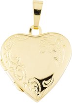 Glow - Gouden medaillon - Hart - Bloemmotief - 20 x 29 mm