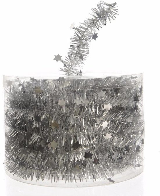 Kan weerstaan Uitwisseling Kan weerstaan 2x Kerstboom folie slinger zilver 700 cm - sterren kerstslingers | bol.com