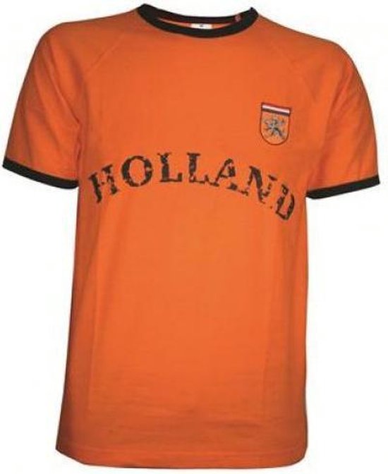 Retro T-shirt Oranje - EK/WK Nederlands Elftal - Voetbal met Holland logo - maat S