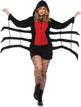 Leg Avenue Kostuum -3XL/4XL- Cozy Spider Zwart/Rood