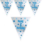 1 jaar jongen - eerste verjaardag blauw /zilveren vlaggenlijn met sterren