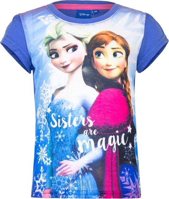 Frozen t-shirt Anna en Elsa maat 116 in de kleur blauw