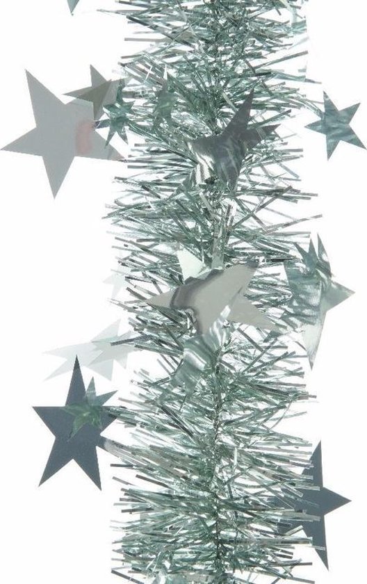 Mintgroene kerstboom folie met sterren - 270 cm - groene kerstslingers | bol.com