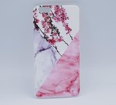 Geschikt voor iPhone 6 Plus – hoes, cover – TPU – Triangle Marble flower pink