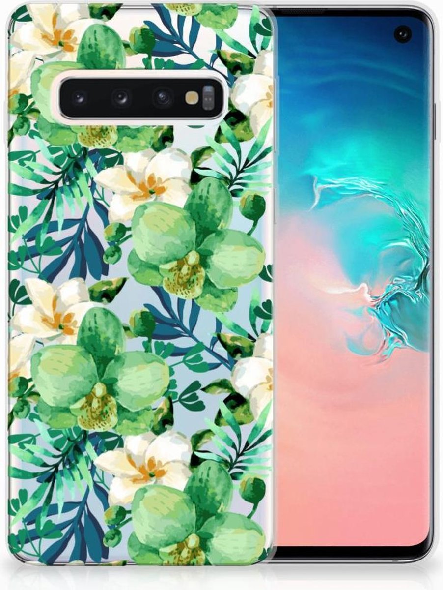 Samsung Galaxy S10 TPU Case Orchidee Groen