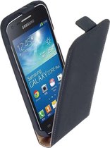 LELYCASE Zwart Lederen Flip Case Cover Hoesje Samsung Galaxy Core Plus