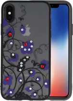 Diamant Bloemen Hoesjes Cases voor iPhone X Paars