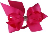 Jessidress Elastiekje Feestelijke Haar Elastiek met elegant Haarstrik - Fushia
