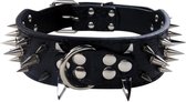 Honden halsband zwart met spikes 56 cm