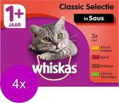 Whiskas Multipack Pouch Adult 12x100 g - Kattenvoer - 4 x Vlees&Groente&Saus