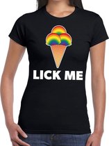 Lick me gay pride t-shirt zwart voor dames 2XL