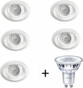 Philips LED inbouwspot - GU10  dimbaar | Wit (set van 5 stuks)