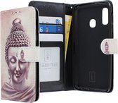 Samsung Galaxy A20e Bookcase hoesje - CaseBoutique - Boeddha Goud - Kunstleer