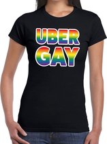 Uber gay gay pride t-shirt zwart voor dames M