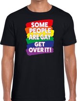 Some people are gay get over it - gay pride t-shirt zwart heren 2XL