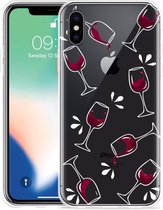 Geschikt voor Apple iPhone X / Xs Hoesje Wine not? - Designed by Cazy
