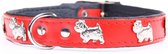 Dog's Companion Leren Halsband - Westie - Lengte: 45cm - Verstelbaar 35-41 cm x 20 mm - Rood / Zwart