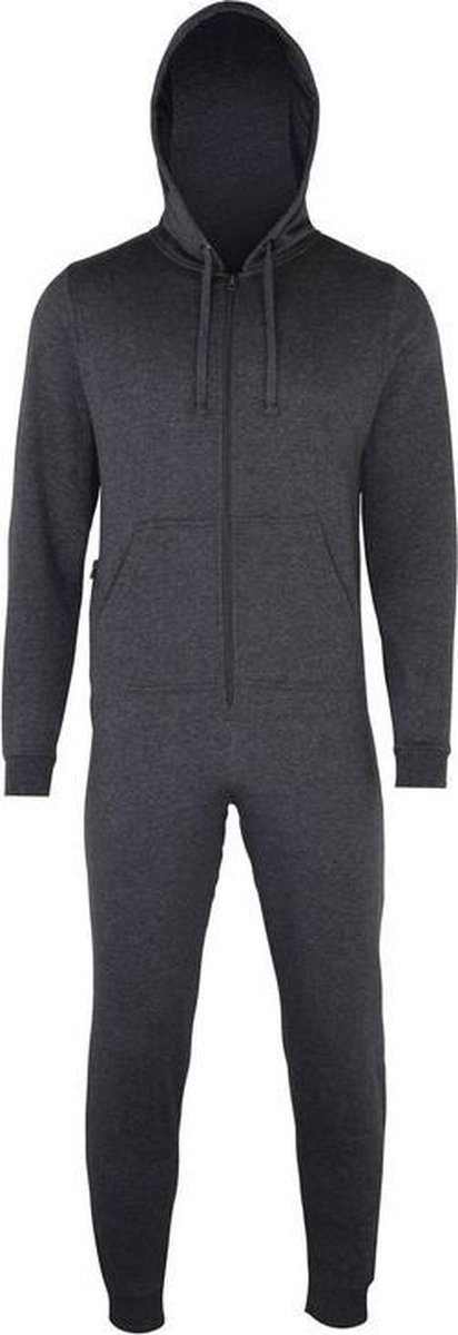bol.com | Warme onesie/jumpsuit donkergrijs voor heren - huispakken  volwassenen S/M (38/40- 48/50)