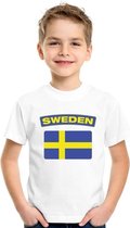 T-shirt met Zweedse vlag wit kinderen M (134-140)