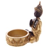 Goud & Bruin & Glas Mozaiek Thaise Boeddha theelicht houder - Set 3st