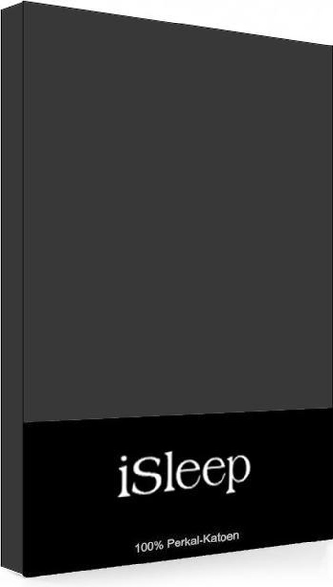 iSleep Perkal Hoeslaken - Tweepersoons - 160x200 cm - Antraciet