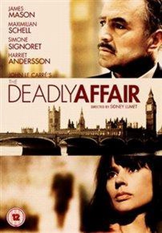 Filmaffiche voor The Deadly Affair met James Mason, Maximilian Schell, Simone Signoret, Harriet Andersson en de Houses of Parliament.