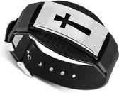Amanto Armband Advan - Heren - 316L Staal - Rubber - Kruis - 35 mm - 22 cm