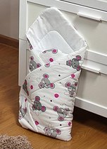 Inbakerdoek - Baby swaddle - 80x80cm - muizen met roze oortjes