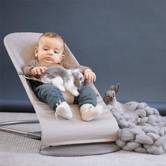 BabyBjörn Wipstoel Bliss - Cotton klassiek quilt - Zandgrijs - Ergonomisch - Verstelbaar - Inklapbaar