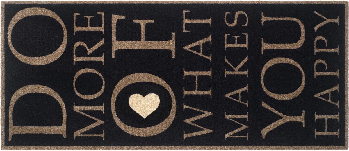 MD Entree - Design mat - Universal - Happy Heart - Vloerkleed - Antislip - Machine wasbaar - 67 x 150 cm