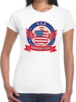 Wit USA drinking team t-shirt dames XS