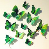 3d Muurstickers vlinders groen (12 stuks)