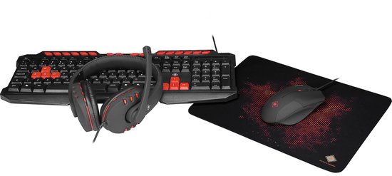 Deltaco GAM 023UK 4 in 1 Gaming kit Membraan QWERTY USB Gaming Toetsenbord, 2400 dpi optische USB Gaming muis met LED verlichting, 3.5 mm Gaming Deltaco GAM 023UK 4 in 1 Gaming kit Membraan QWERTY USB Gaming Toetsenbord, 2400 dpi optische USB Gaming muis met LED verlichting, 3.5 mm Gaming